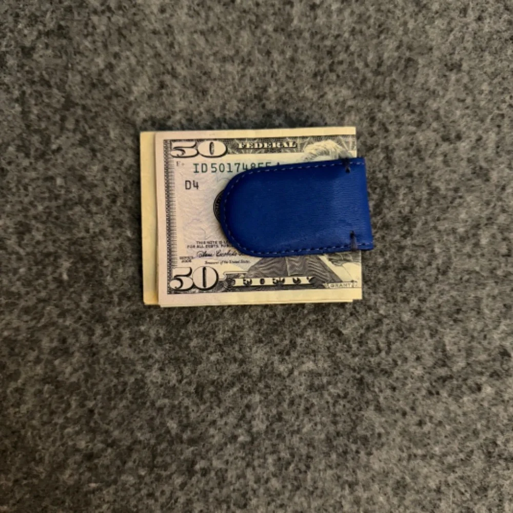 EXPRESS Genuine Leather Blue Magnetic Money Clip